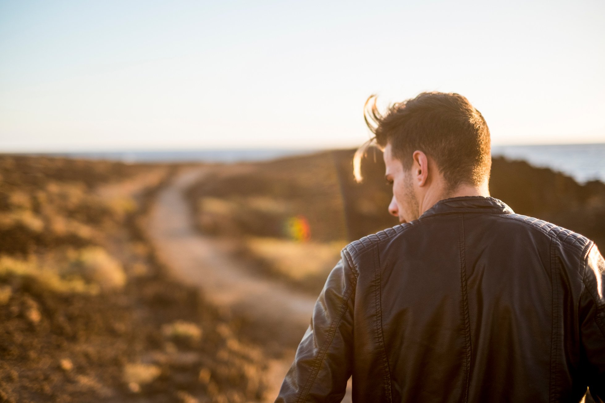 Man Wearing Leather Jacket